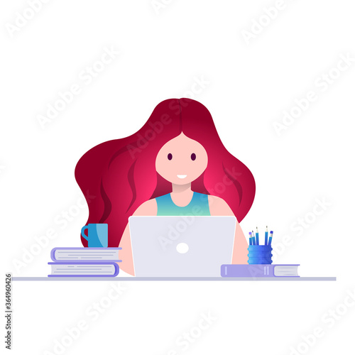 Online education, self learning concept vector illustration