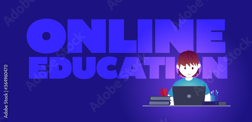 Online education, self learning concept vector illustration