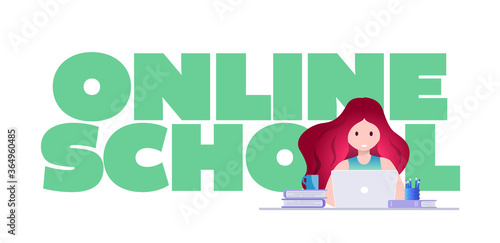 Online education, self learning concept vector illustration