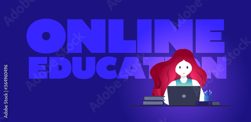 Online education, self learning concept vector illustration