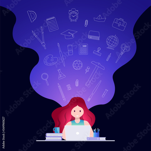 Online education and self learning concept vector illustration