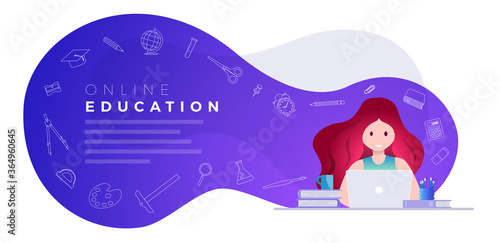 Online education and self learning concept vector illustration