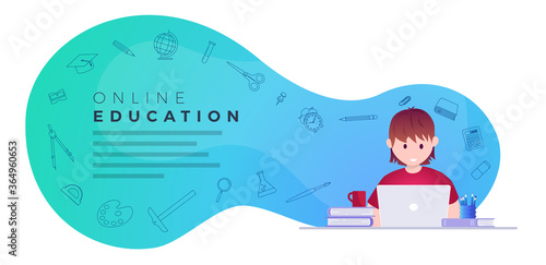 Online education and self learning concept vector illustration
