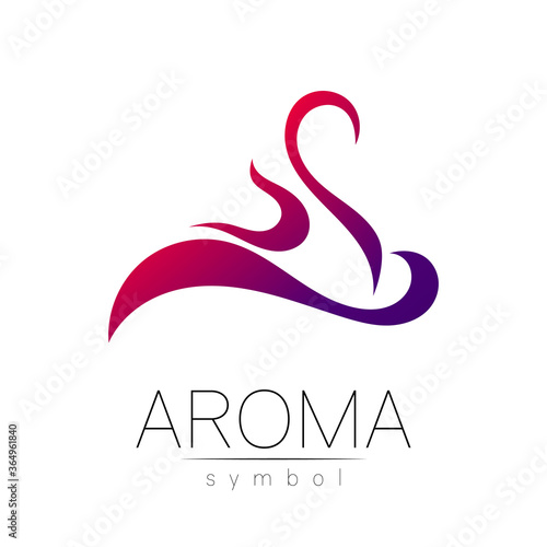 Aroma creative art vector symbol in gradiend. Perfume element, smoke cigarette hot, vapor and cloud icon. Modern design element of logo for website or app, business, store, shop.