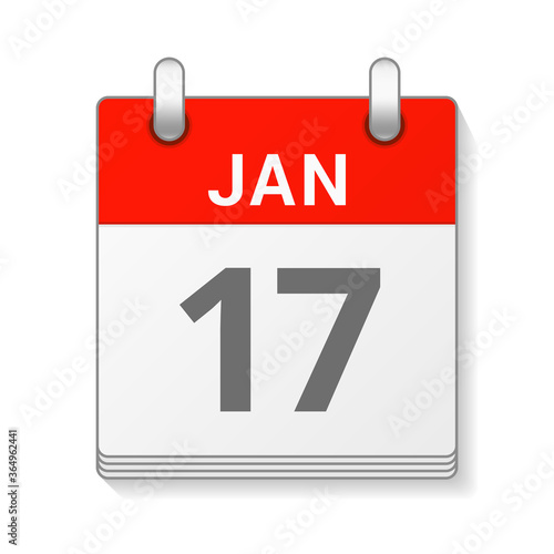 January 17 isolated vector calendar icon symbol