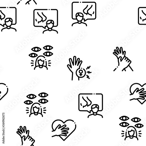 Sexual Harassment Seamless Pattern Vector Thin Line. Illustrations