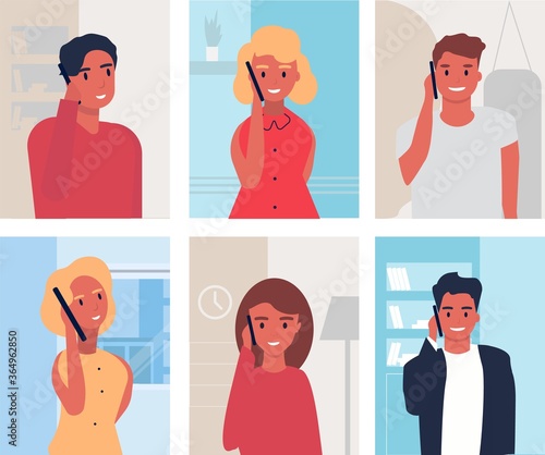 Illustrative collage of people talking on phone
