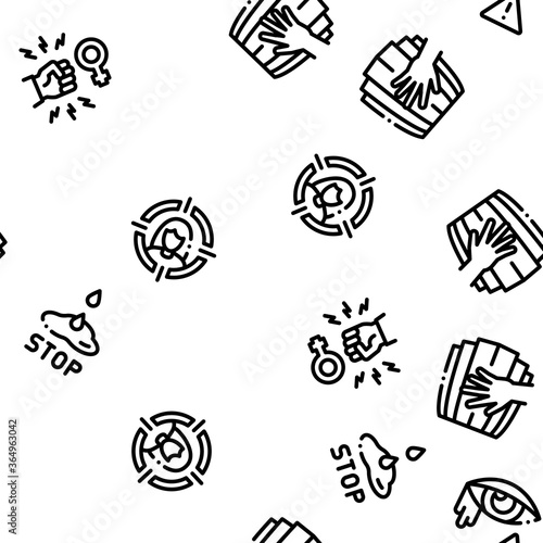 Sexual Harassment Seamless Pattern Vector Thin Line. Illustrations