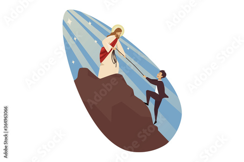 Teamwork, goal achievement, success, religion, christianity, support, business concept