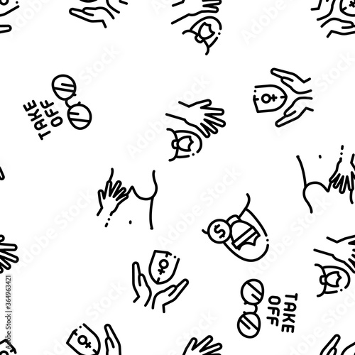 Sexual Harassment Seamless Pattern Vector Thin Line. Illustrations