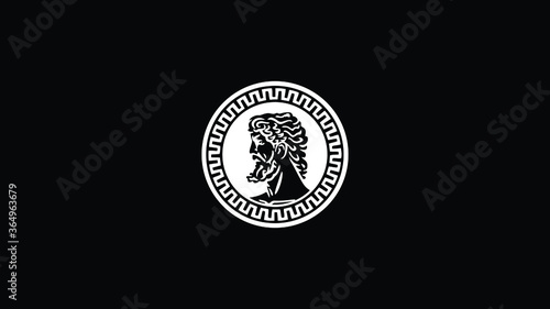 Ancient Greek Coin Medal Medallion logo design photo