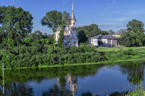 View of an old Church in the city of Vologda on Bank of the Vologda river in Russia.