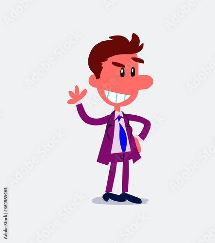 Business man waving while smiling in isolated vector illustrations 