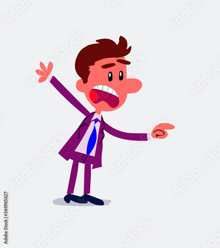Business man pointing at something outraged in isolated vector illustrations
