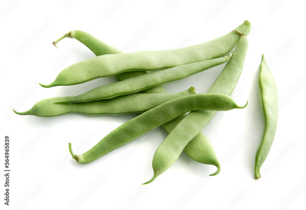 Pile of green french beans in isolated white background.Studio shot Pile of green french beans in isolated white background.Studio shot