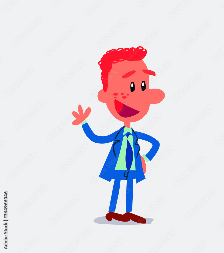 Businessman waving happily in isolated vector illustrations
Businessman waving happily in isolated vector illustrations