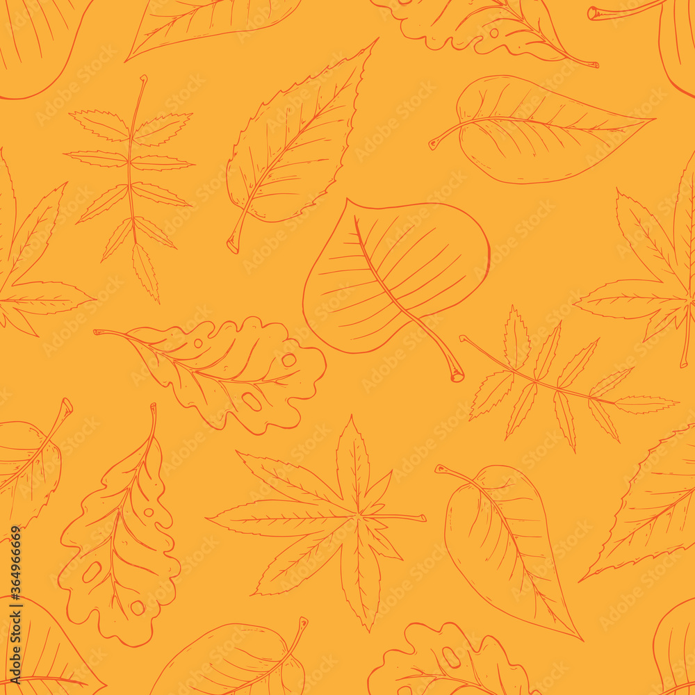 Leaves seamless pattern. Autumn, spring leaves. Vector of a seamless pattern of leaves.