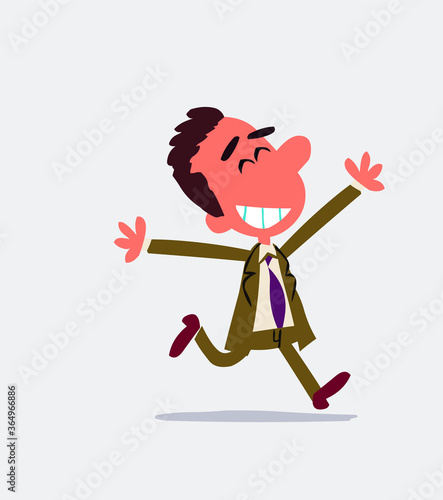 Businessman running euphoric in isolated vector illustrations

