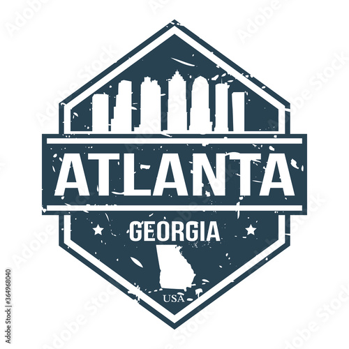 Atlanta Georgia Travel Stamp Icon Skyline City Design Badge.