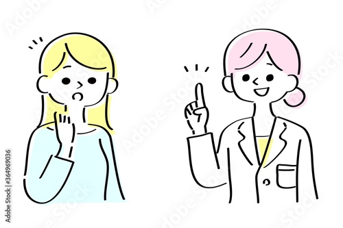 女医にアドバイスを受ける女性　イエロー