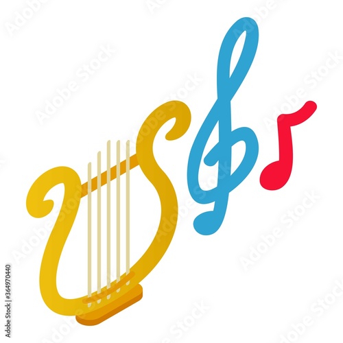 Music symbol icon. Isometric illustration of music symbol vector icon for web