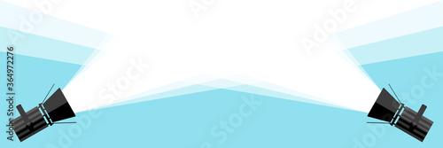 Banner two spotlight . Vector flat spotlight on blue background. Vector illustration