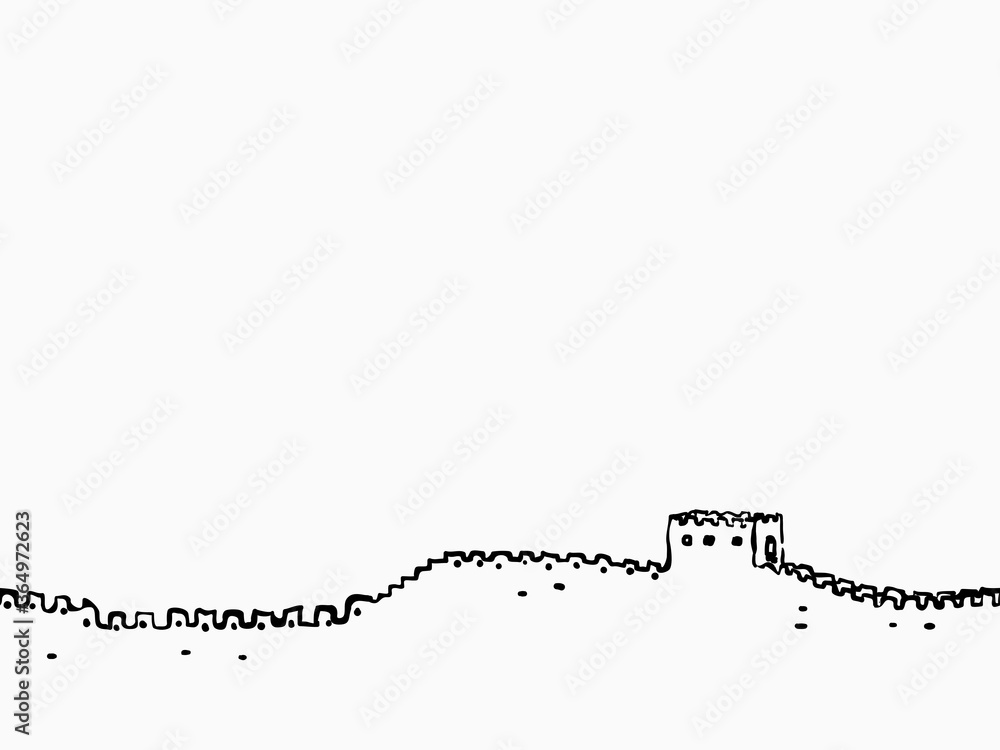 black simple childish continuous hand drawn line art the great wall of china on white background for wallpaper, label, banner, wrapping etc. vector design. black simple childish continuous hand drawn line art the great wall of china on white background for wallpaper, label, banner, wrapping etc. vector design.