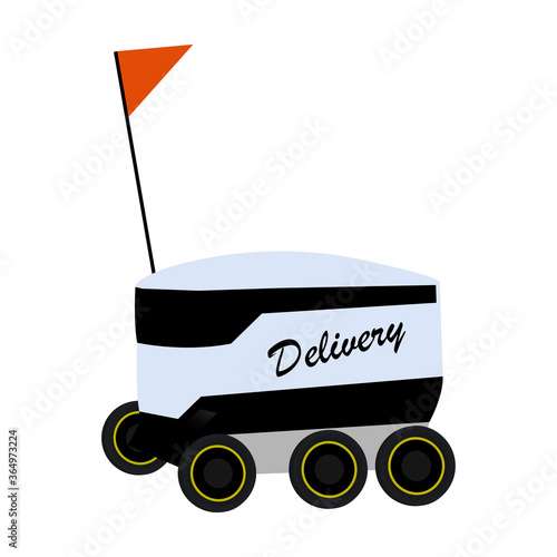 Robot food delivery icon flat design Vector illustration. Food safe and good delivered by robot. Safe food delivery by robot