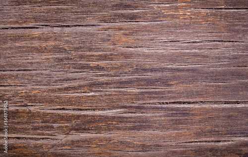 The texture of the old wood. The surface of an old wooden tabletop. Close up. Copy space.