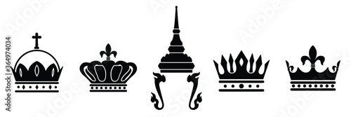 Collection of crowns icon isolated vector on white background