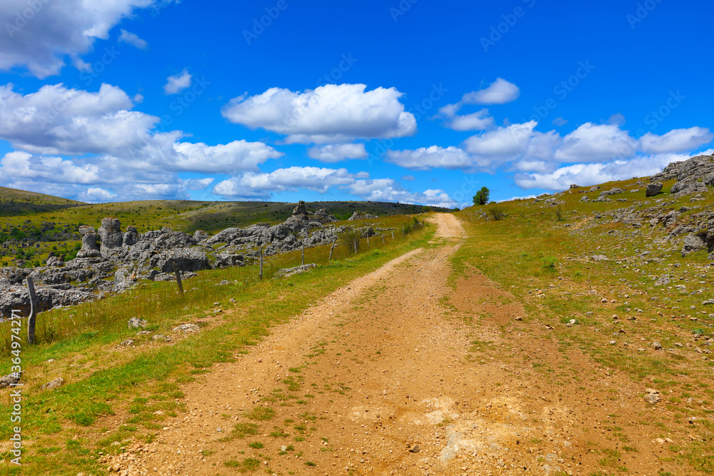 wild landscape, hiking trail in Aveyron- France