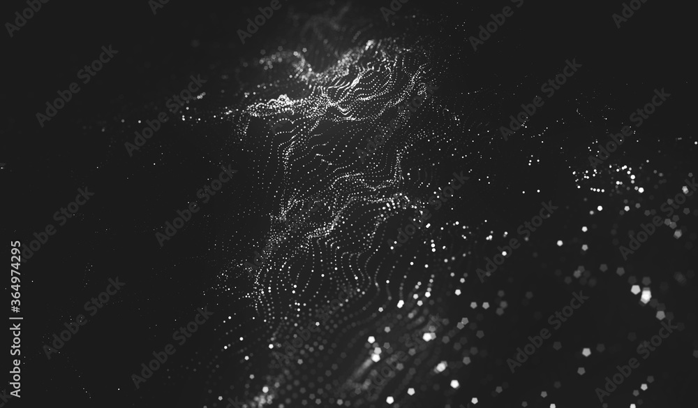 Fototapeta premium Abstract polygonal space low poly dark background with connecting dots and lines.