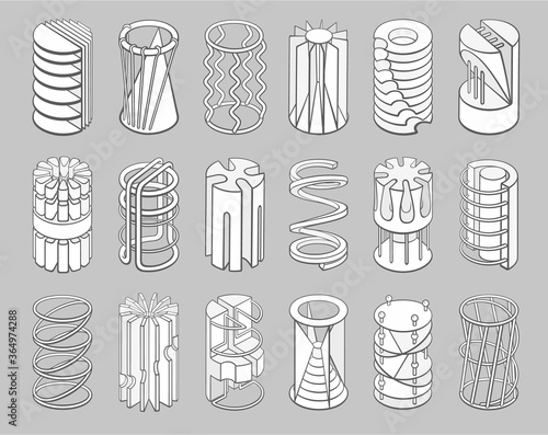Set of 3D geometric shapes cylinder designs
