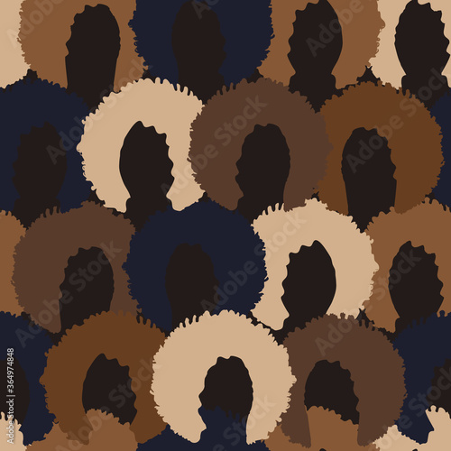 Afro seamless pattern, background with black people, black lives matter, vector pattern