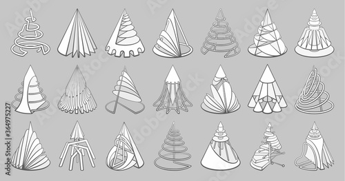 Set of 3D geometric shapes cone designs