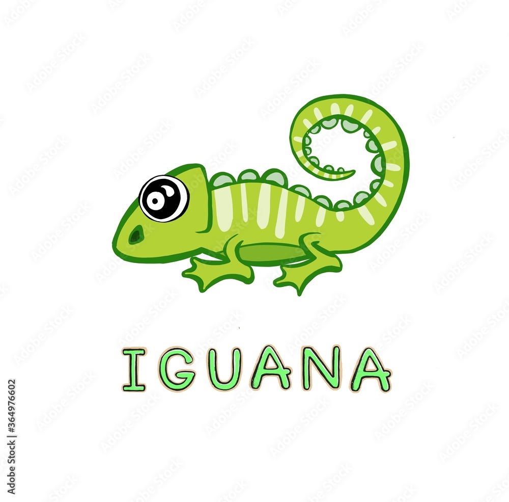Fototapeta premium design Cute iguana cartoon. small icon for stock. Vector illustration