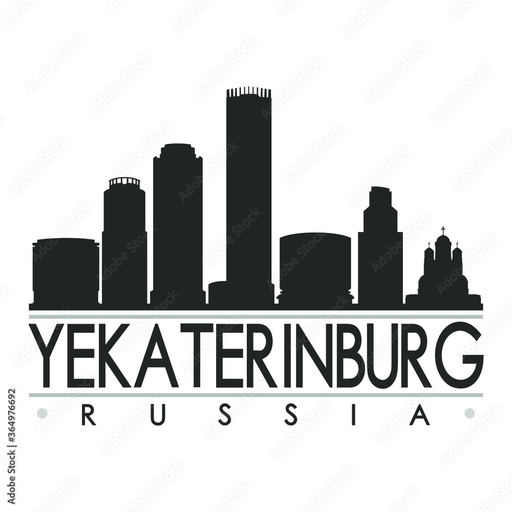 Yekaterinburg Russia Skyline Silhouette Design City Vector Art Famous Buildings.