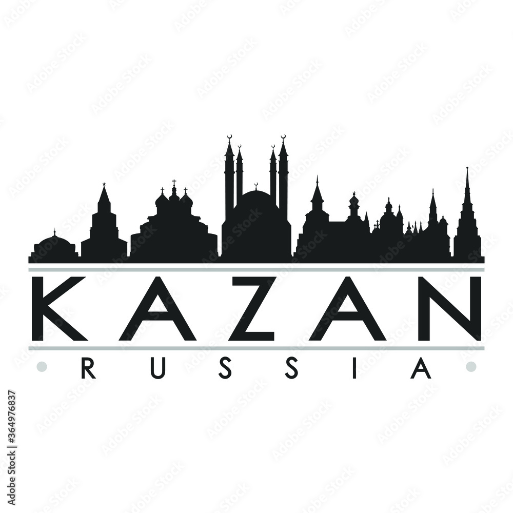 Kazan Russia Skyline Silhouette Design City Vector Art Famous Buildings.