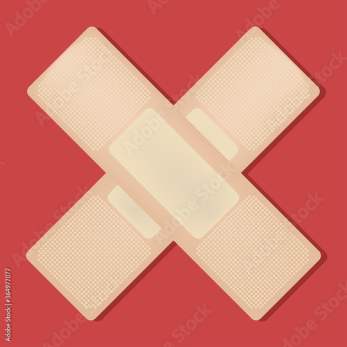 Adhesive bandage in cross-shaped icon vector illustration design