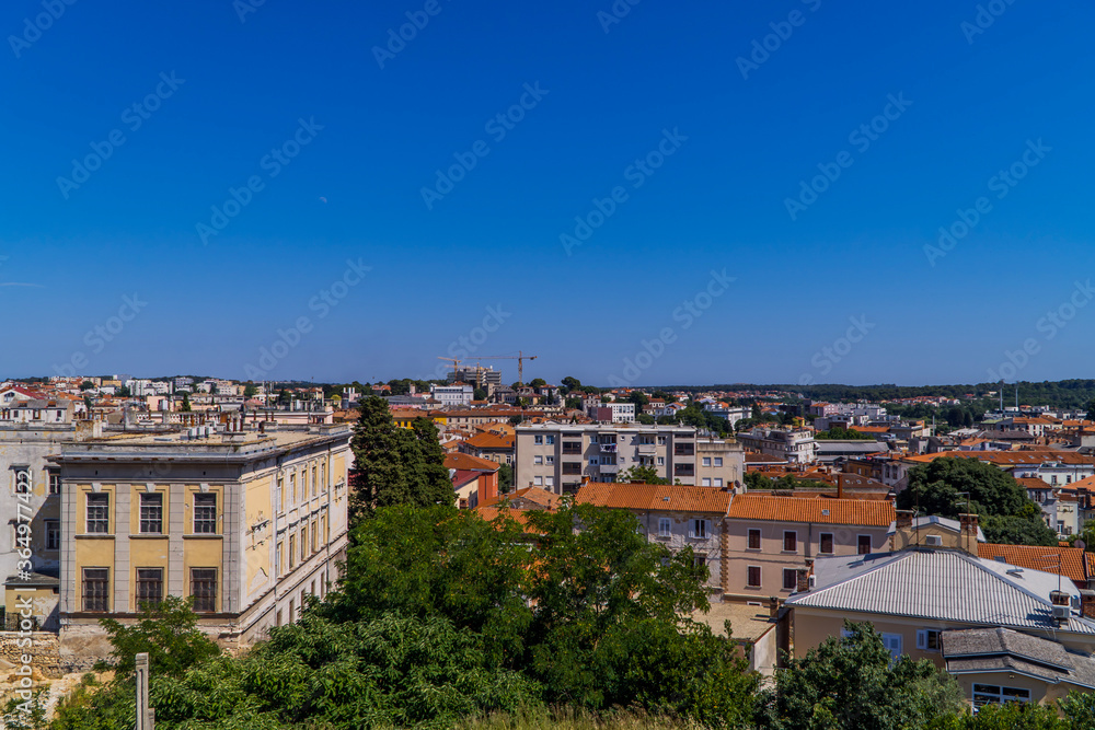 Panoramic view of Pula, Istria, Croatia from Fort Verudela
