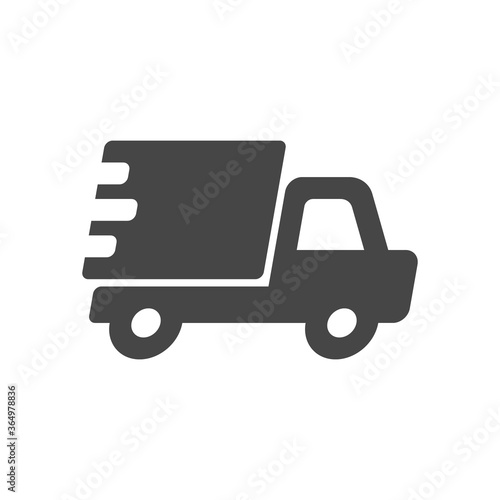 Fast shipping delivery truck icon in flat style isolated on white background.