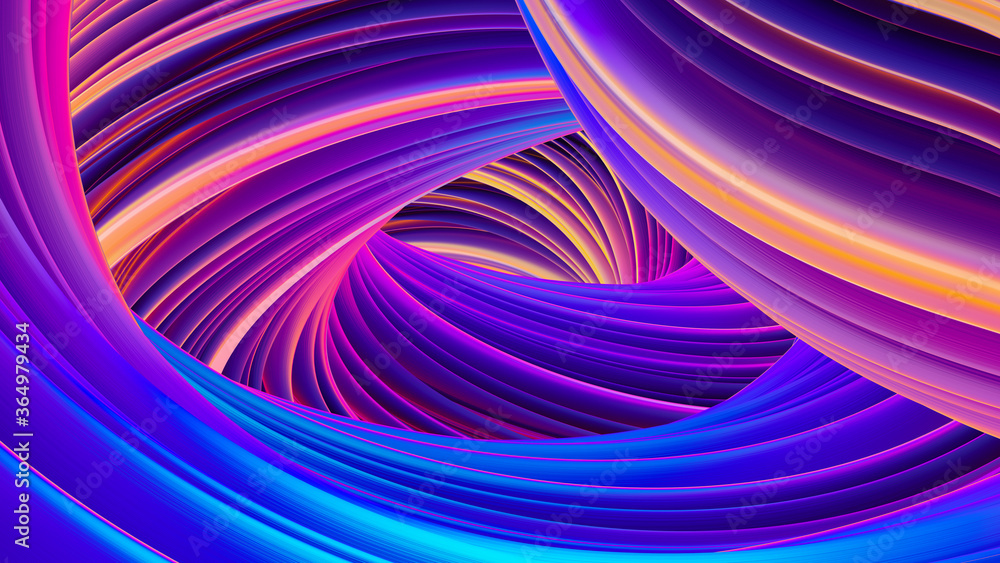 Illustration Abstract Flowing holographic shapes