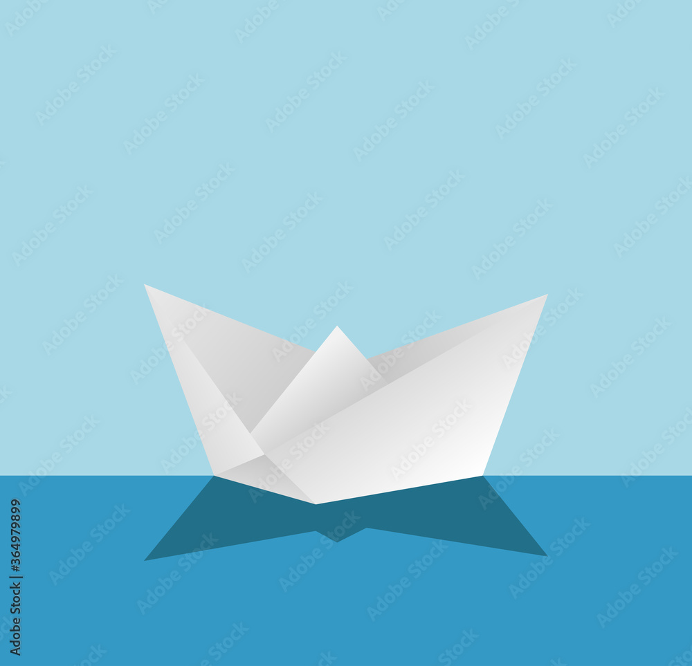 Folded paper ship with vector Folded paper ship with vector