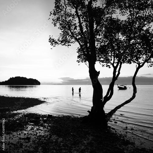 Railay bay in the black and white photography