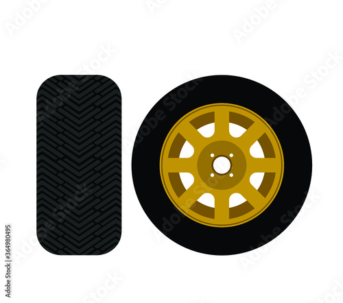 Wheel rims with tire vector 