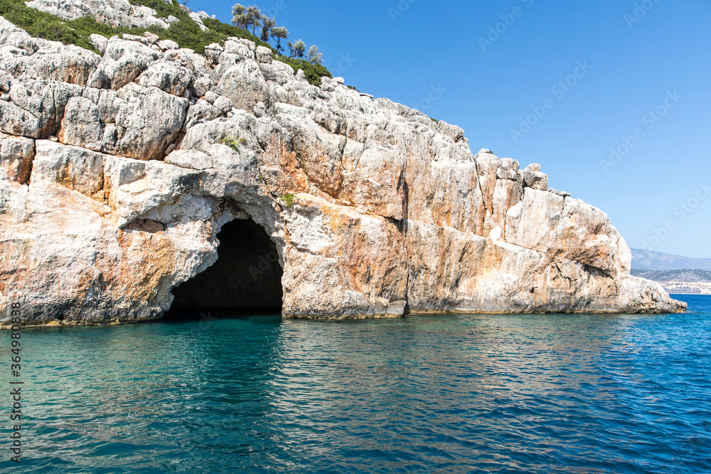 Turkey small cave in the Mediterranean in the ancient city of Myra