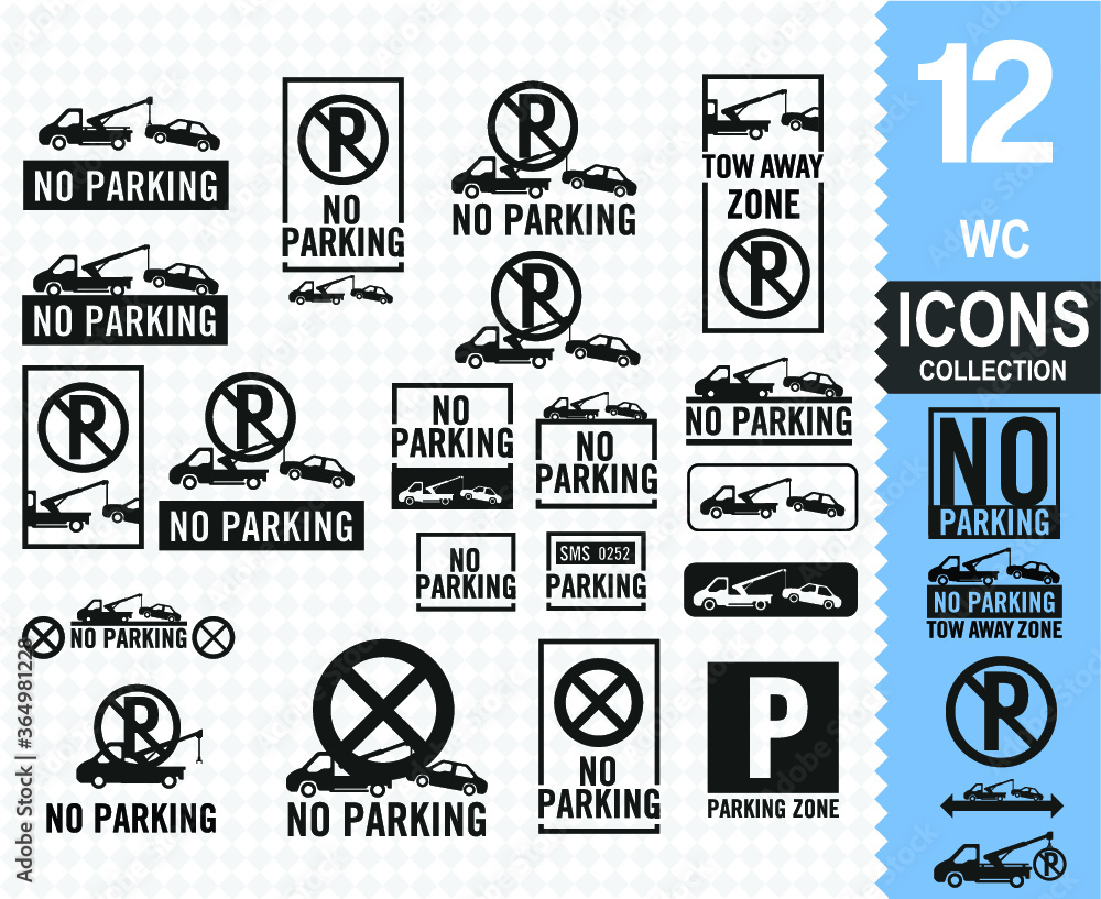No parking signs collection
Private Property Parking zone, pay here, parking with tax