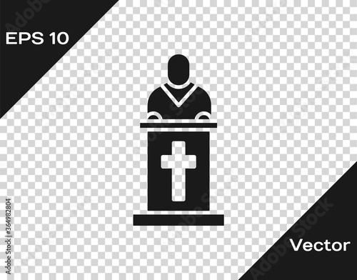 Black Church pastor preaching icon isolated on transparent background. Vector Illustration.
