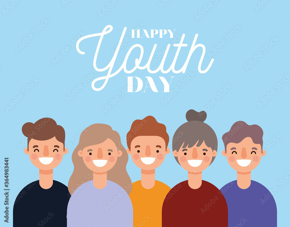 women and men cartoons smiling of happy youth day design, Young holiday and friendship theme Vector illustration women and men cartoons smiling of happy youth day design, Young holiday and friendship theme Vector illustration