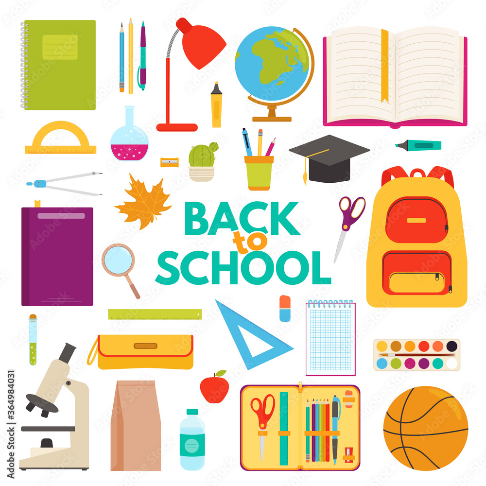 Obraz Back to school. Set of vector elements in flat style.